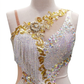 ByCharme Silver Pink Gold Feathers Latin Salsa Competition Dress - BCL-0158
