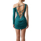 ByCharme Deep Jungle Green Tan Latin Salsa Competition Dress - BCL-0114