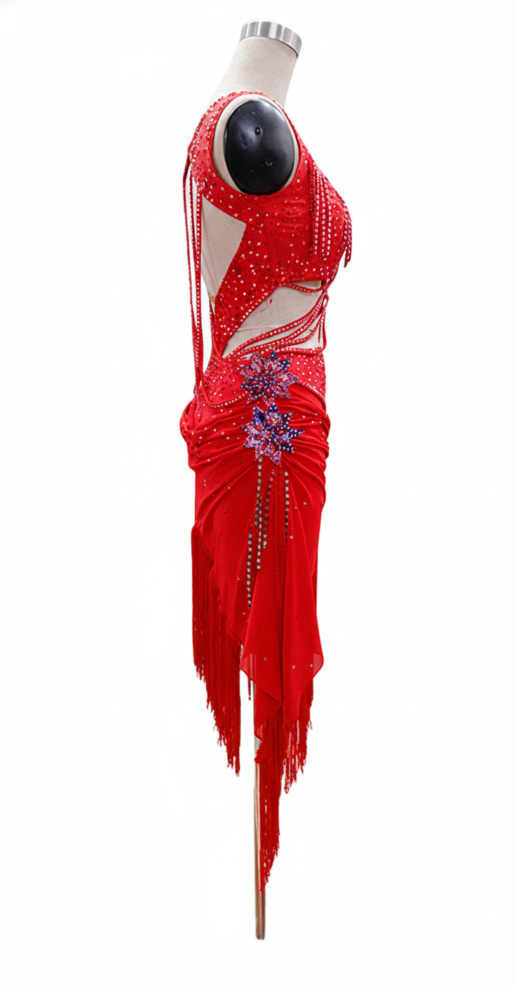 ByCharme Red Exquisite Edition Latin Salsa Competition Dress - BCL-0071