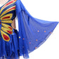 ByCharme Medium Blue Gold Red Fringes Latin Salsa Competition Dress - BCL-0139