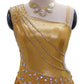 ByCharme Gold Silver Sequined Fringes Latin Salsa Dress - BCL-0108