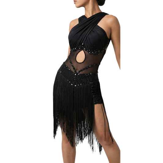ByCharme Black Tan Exquisite Edition Latin Salsa Competition Dress - BCL-0053