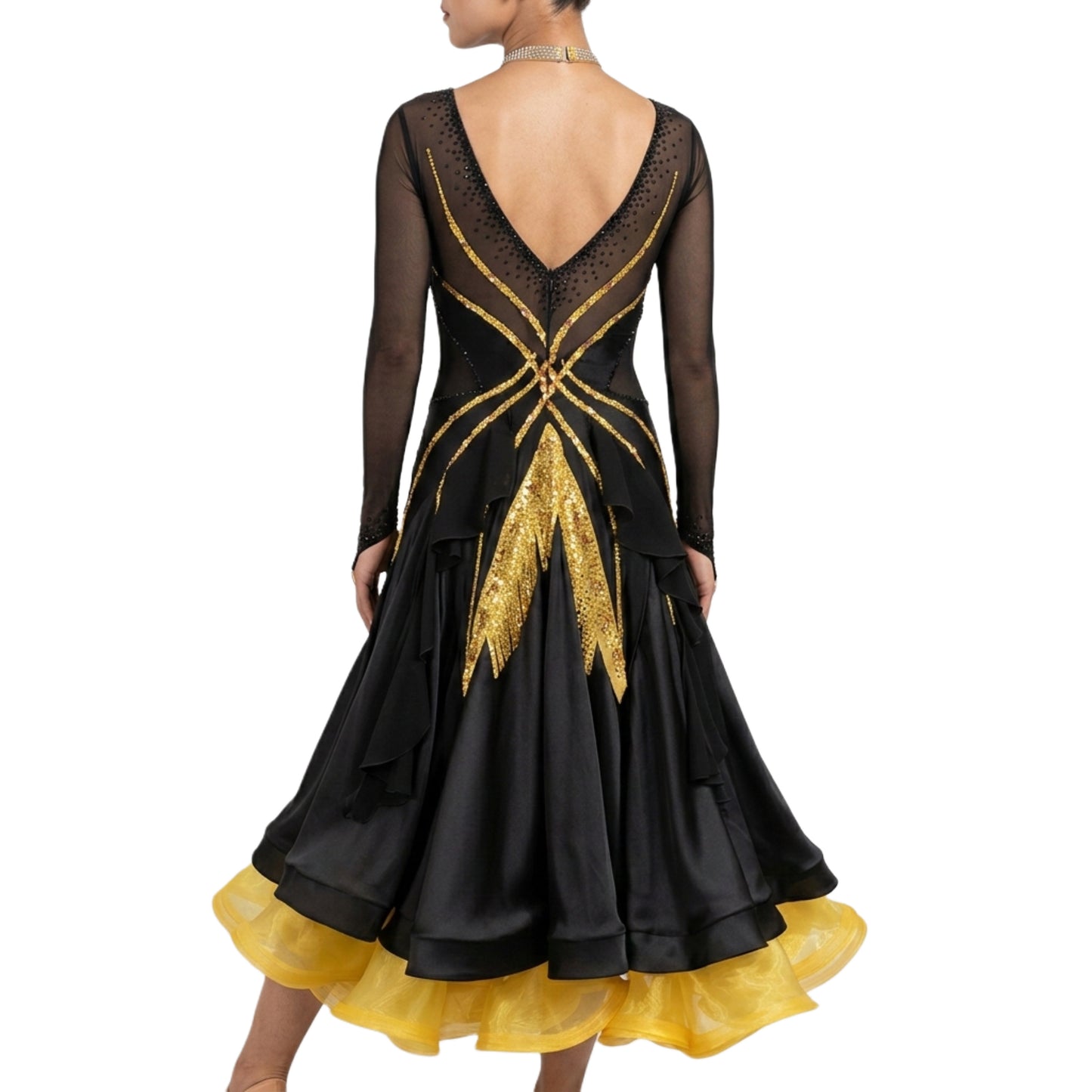 ByCharme Black Fringes Ballroom Competition Dress - BC-0041