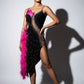 ByCharme Black Magenta Silver Feathers Latin Salsa Competition Dress - BCL-0136
