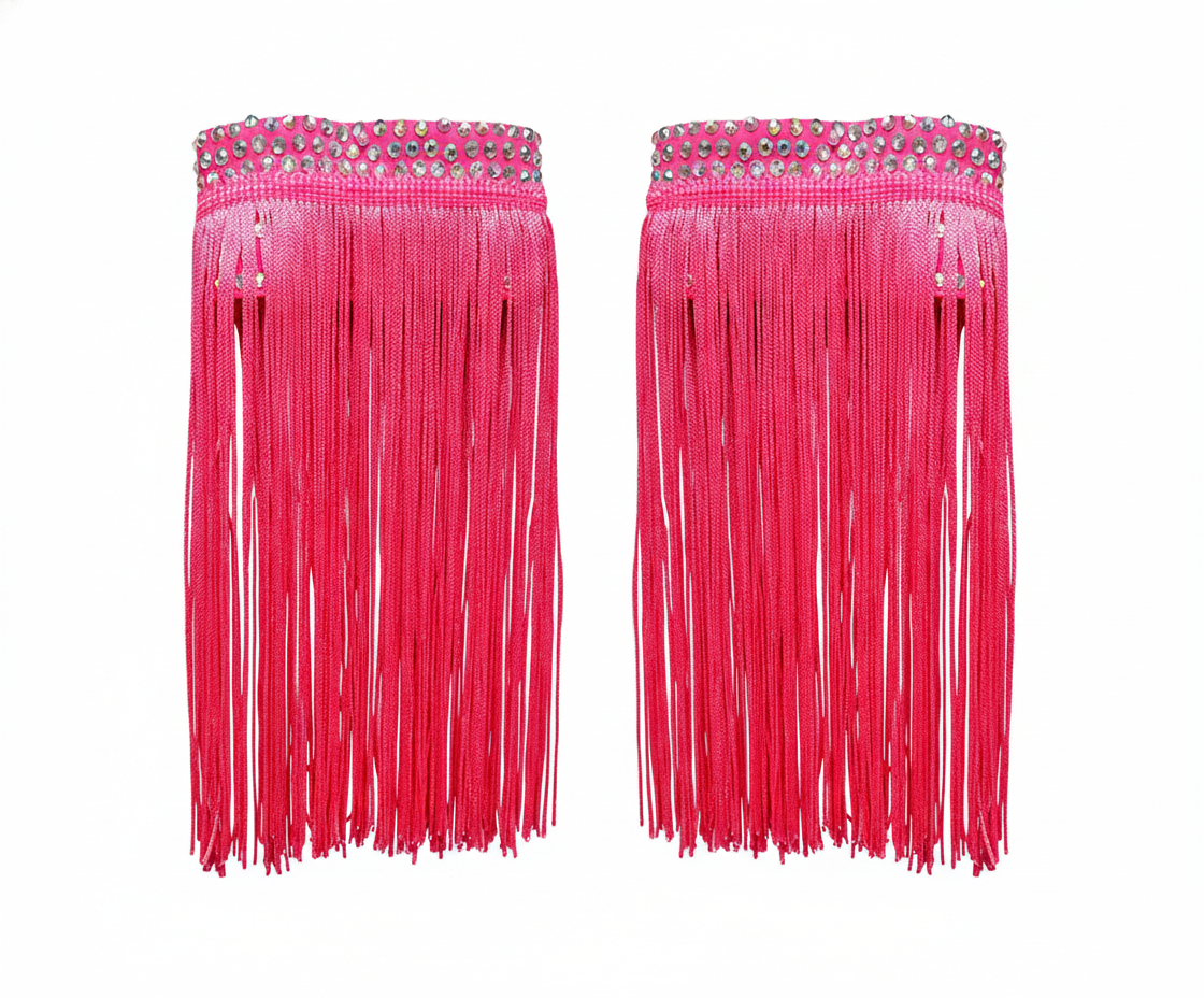 ByCharme Pink Silver Brown Fringes Latin Salsa Competition Dress - BCL-0063