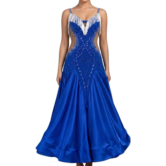 ByCharme Medium Blue Fringes Ballroom Competition Dress - BC-0027