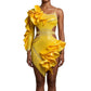 ByCharme Dark Yellow Tan Satin Fringes Latin Salsa Competition Dress - BCL-0195
