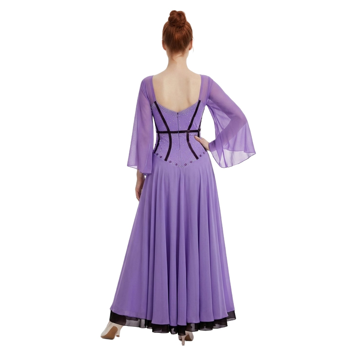 ByCharme Light Purple Chiffon Ballroom Competition Dress - BC-0065