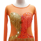 ByCharme Orange Red Gold Chiffon Latin Salsa Competition Dress - BCL-0088