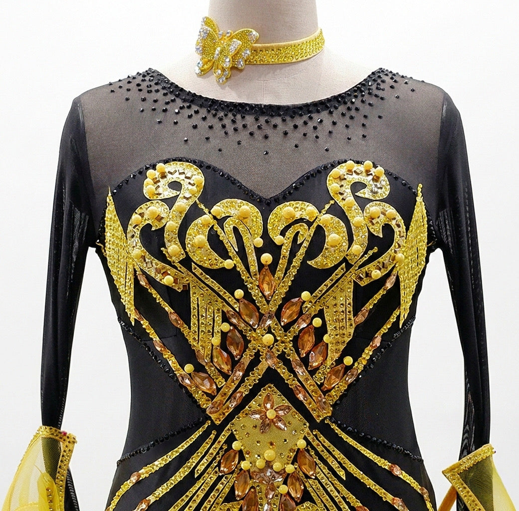 ByCharme Black Fringes Ballroom Competition Dress - BC-0041