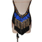 ByCharme Black Blue Gold Fringes Latin Salsa Competition Dress - BCL-0001