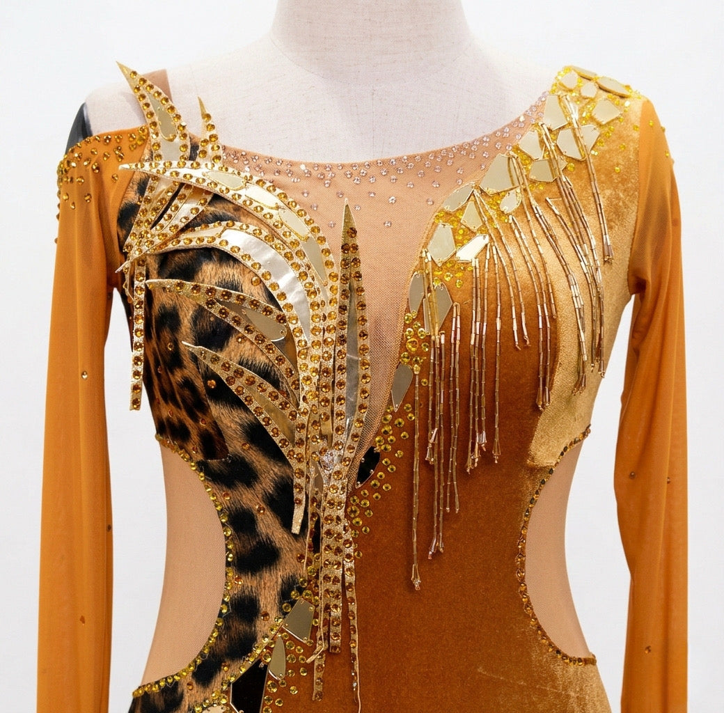 ByCharme Goldenrod Fringes Ballroom Competition Dress - BC-0035