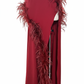 ByCharme Firebrick Feather Ballroom Competition Dress - BC-0050