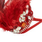 ByCharme Bright Red Silver Feathers Latin Salsa Competition Dress - BCL-0145