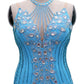 ByCharme Deep Sky Blue Feather Ballroom Competition Dress - BC-0018