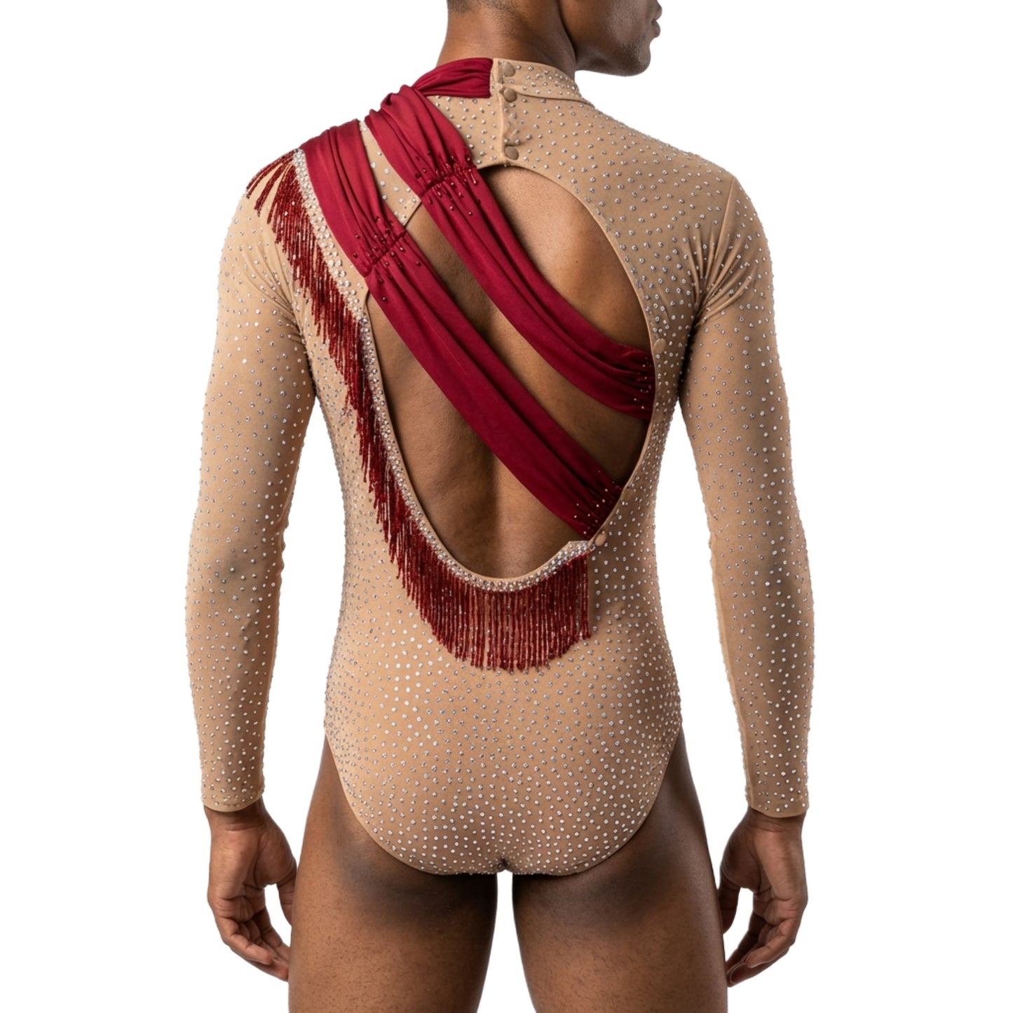 ByCharme Firebrick Lycra Men Latin Salsa Competition Shirt - BCM-0018