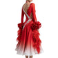 ByCharme Bright Red Feather Ballroom Competition Dress - BC-0021