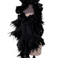 ByCharme Black Silk Chiffon Feathers Latin Salsa Competition Dress - BCL-0194