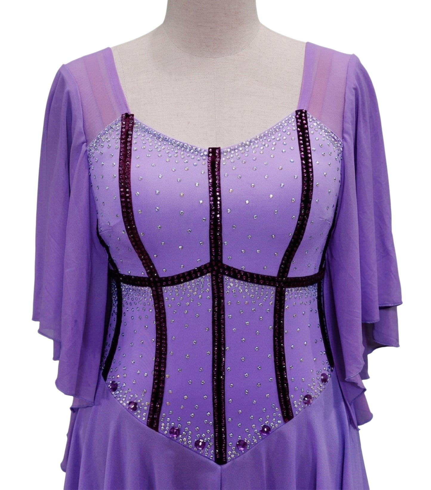 ByCharme Light Purple Chiffon Ballroom Competition Dress - BC-0065