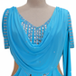 ByCharme Sky Blue Silver Tan Fringes Latin Salsa Competition Dress - BCL-0028