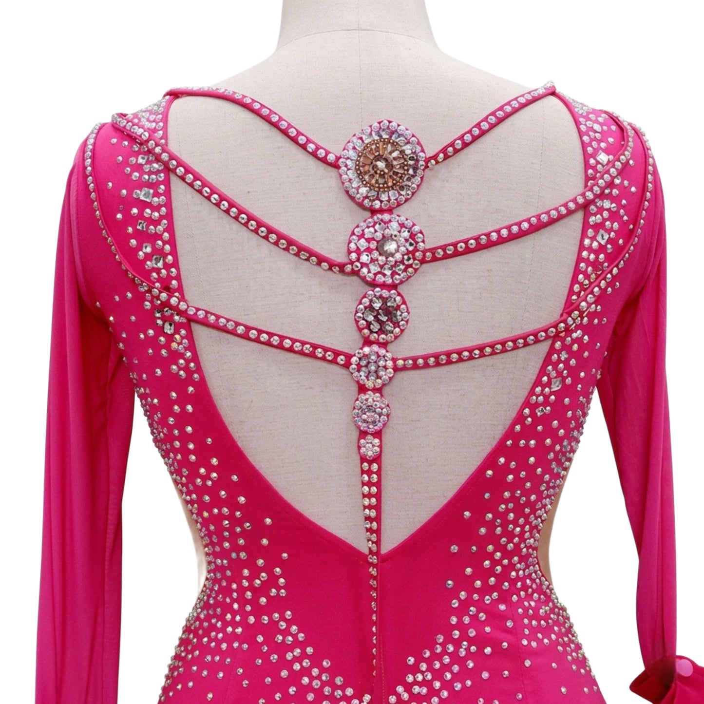 ByCharme Neon Pink Silk Satin Ballroom Competition Dress - BC-0061