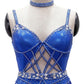 ByCharme Medium Blue Fringes Latin Salsa Competition Dress - BCL-0115