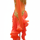 ByCharme Orange Red Gold Chiffon Latin Salsa Competition Dress - BCL-0088