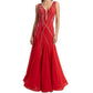 ByCharme Bright Red Chiffon Ballroom Competition Dress - BC-0019