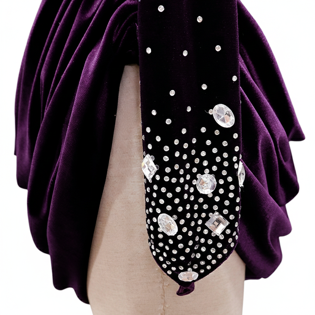 ByCharme Orchid Black Silver Velvet Latin Salsa Competition Dress - BCL-0034