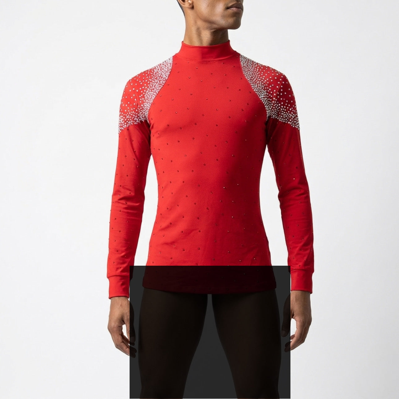 ByCharme Red Silver Lycra Men Latin Salsa Competition Shirt - BCM-0075