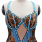 ByCharme Leopard Blue Brown Fringes Latin Salsa Competition Dress - BCL-0058