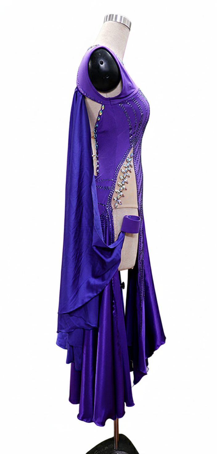 ByCharme Blue Violet Fringes Ballroom Competition Dress - BC-0044