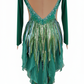 ByCharme Sea Green Brown Chiffon Latin Salsa Competition Dress - BCL-0070