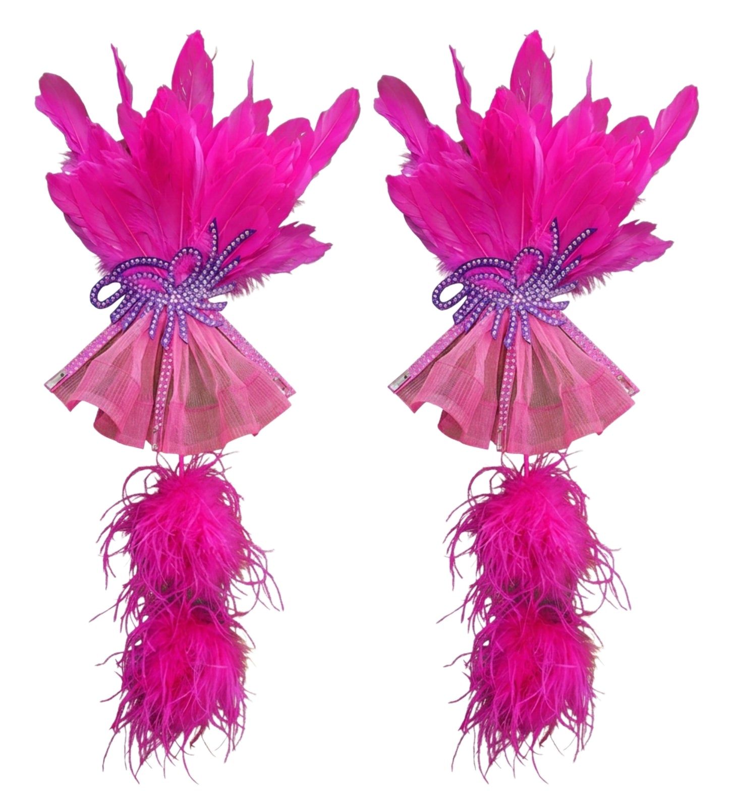 ByCharme Magenta Feather Ballroom Competition Dress - BC-0067