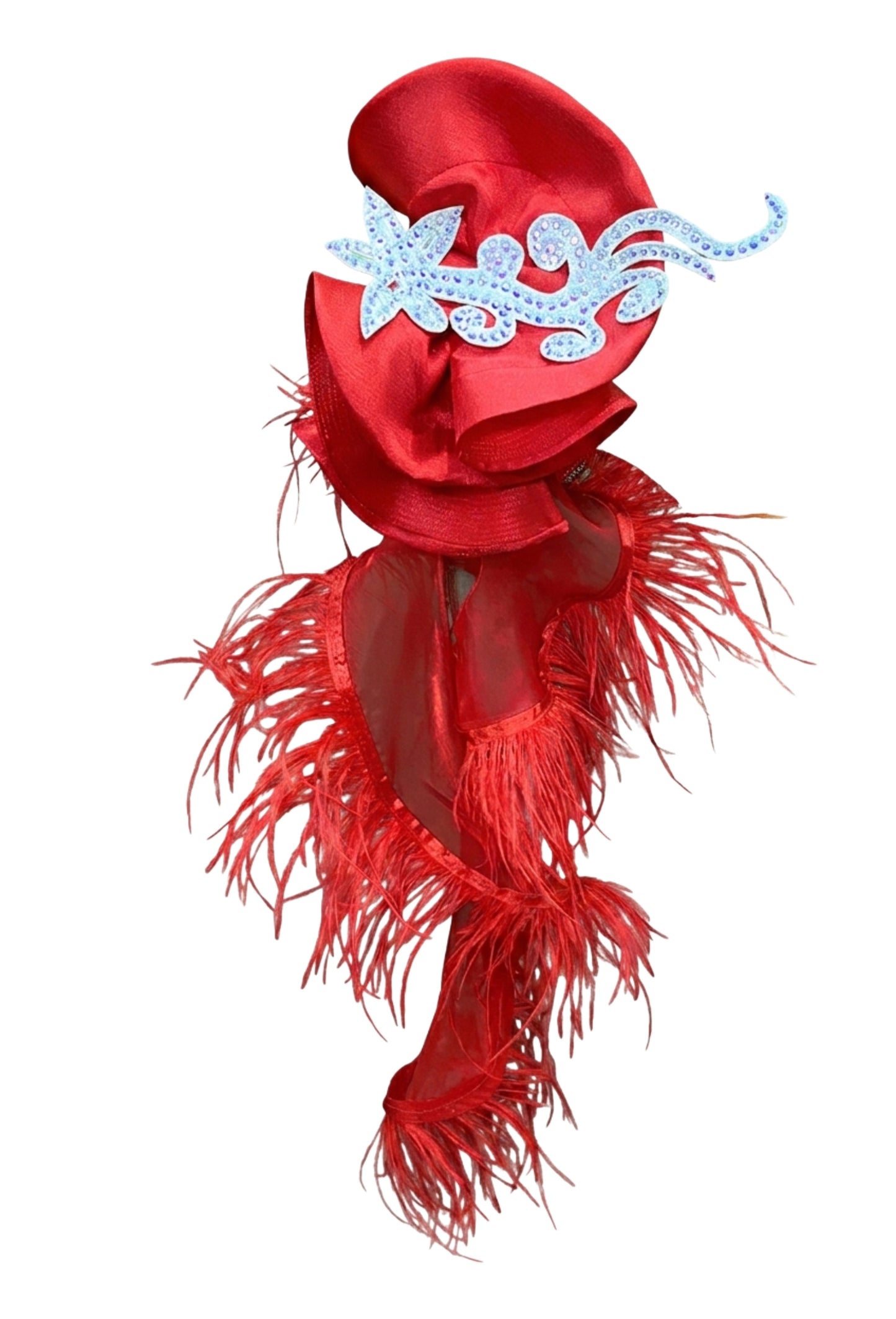 ByCharme Bright Red Feather Ballroom Competition Dress - BC-0021