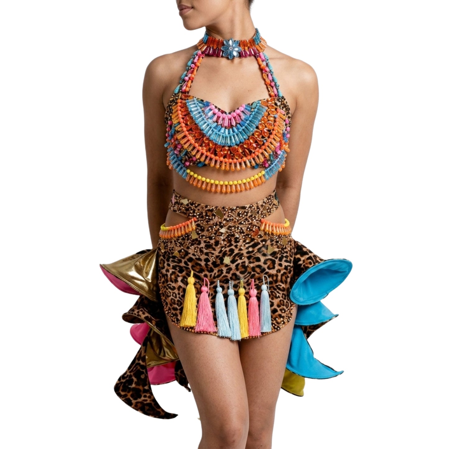 ByCharme Leopard Brown Exquisite Edition Latin Salsa Competition Dress - BCL-0030