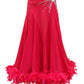 ByCharme Bright Red Feather Ballroom Competition Dress - BC-0022