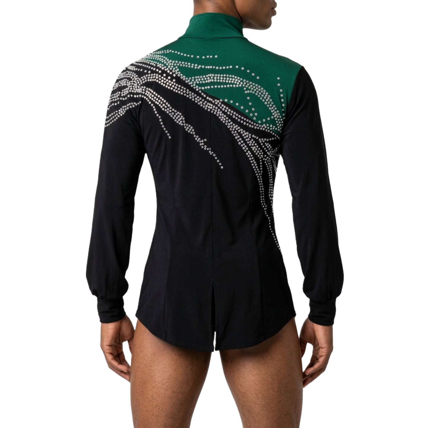 ByCharme Black Lycra Men Latin Salsa Competition Shirt - BCM-0019