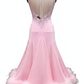 ByCharme Light Pink Feather Ballroom Competition Dress - BC-0049