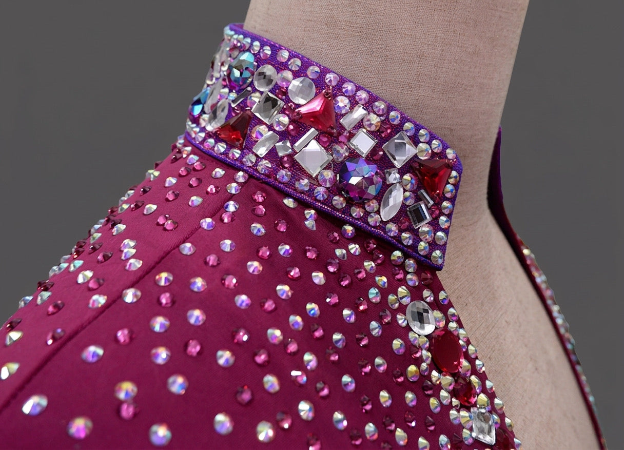 ByCharme Purple Lycra Men Latin Salsa Competition Shirt - BCM-0050