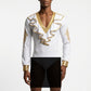 ByCharme White Gold Lycra Men Latin Salsa Competition Shirt - BCM-0078