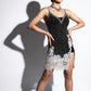 ByCharme Black White Pearl Fringes Latin Salsa Competition Dress - BCL-0159