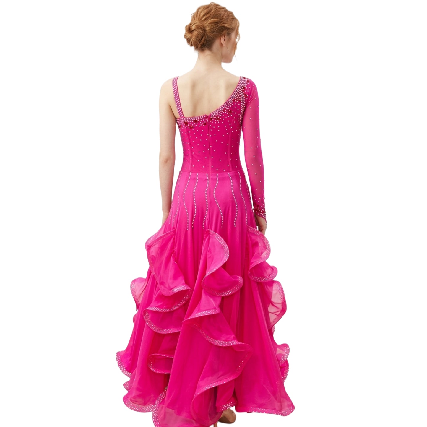 ByCharme Neon Pink Fringes Latin Salsa Competition 2 in 1 Dress - BC2-0010