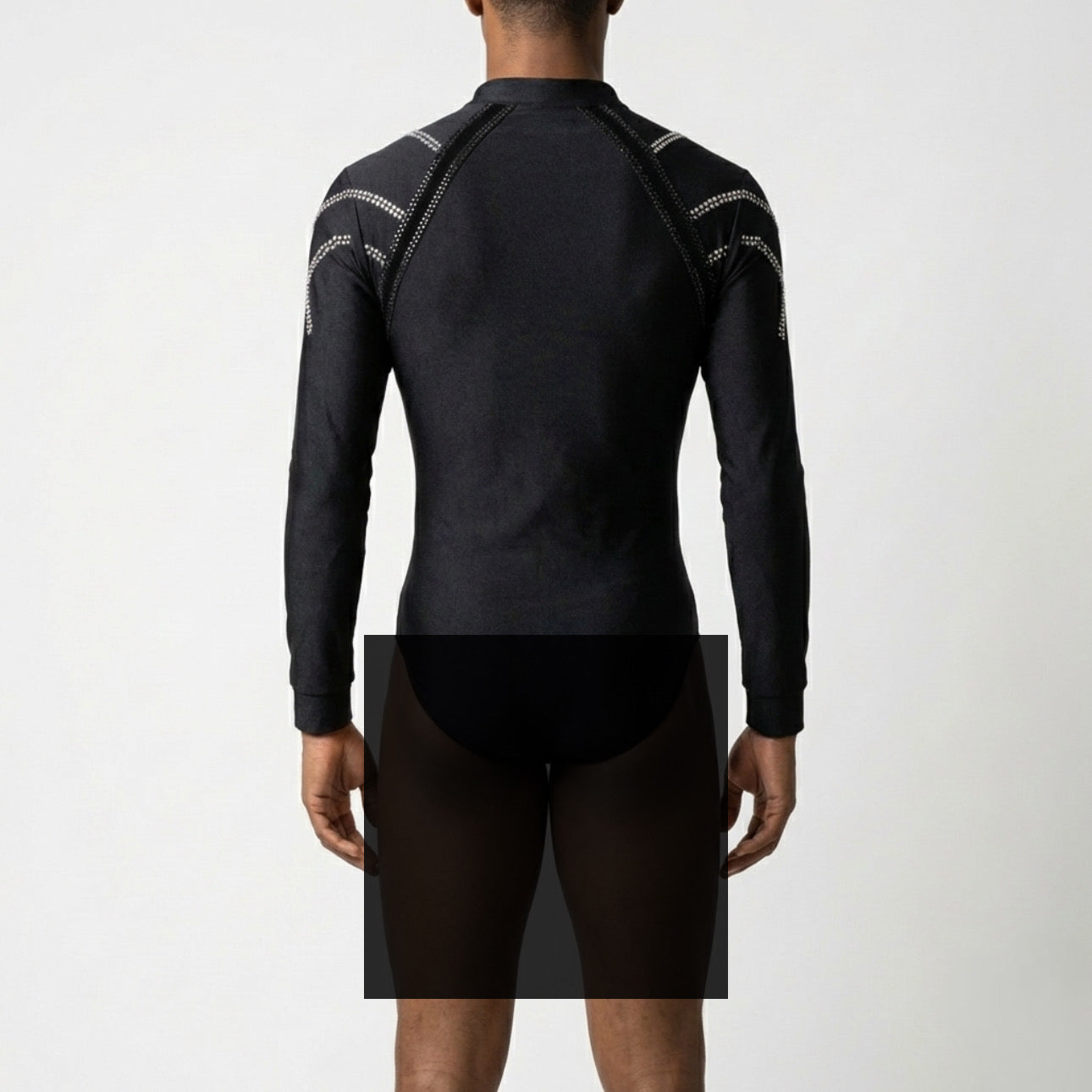 ByCharme Black Silver Velvet Men Latin Salsa Competition Shirt - BCM-0080