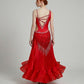 ByCharme Bright Red Fringes Ballroom Competition Dress - BC-0225