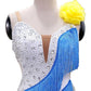 ByCharme White Brown Blue Fringes Latin Salsa Competition Dress - BCL-0168