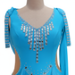 ByCharme Sky Blue Silver Tan Fringes Latin Salsa Competition Dress - BCL-0028