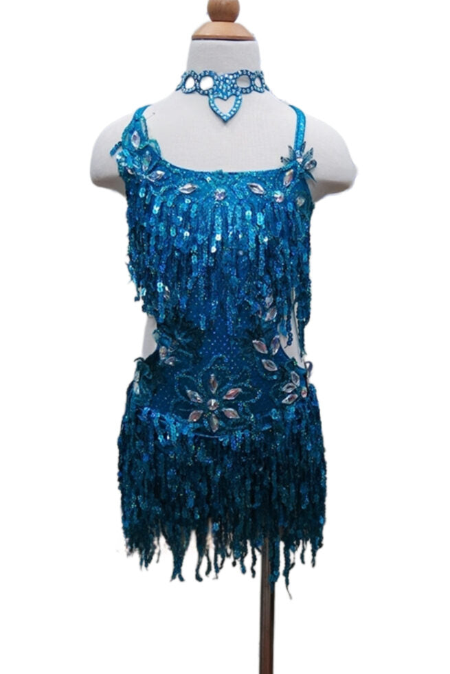 Load image into Gallery viewer, Girl Latin Dance Competition Dress (GL011)
