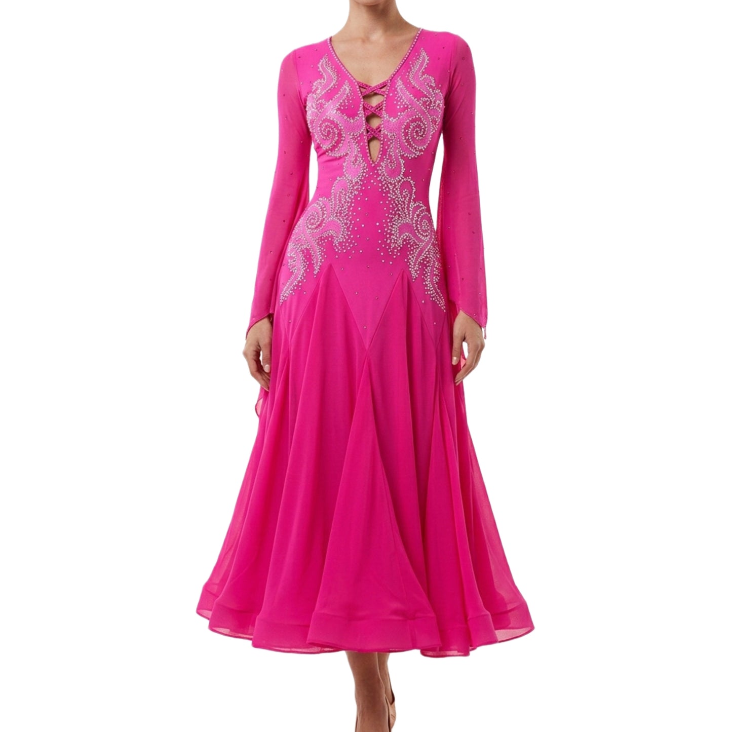 ByCharme Magenta Velvet Ballroom Competition Dress - BC-0014