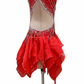 ByCharme Red Silver Tan Chiffon Latin Salsa Competition Dress - BCL-0089